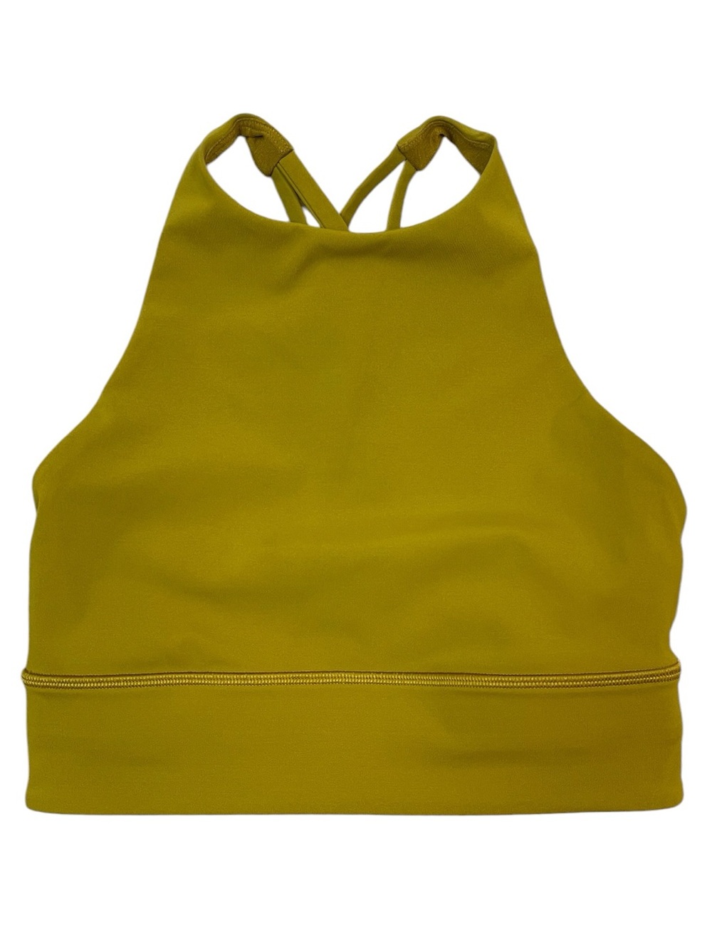 Lululemon Energy Bra High Neck Long Line Tough in Gold Spice Size 6